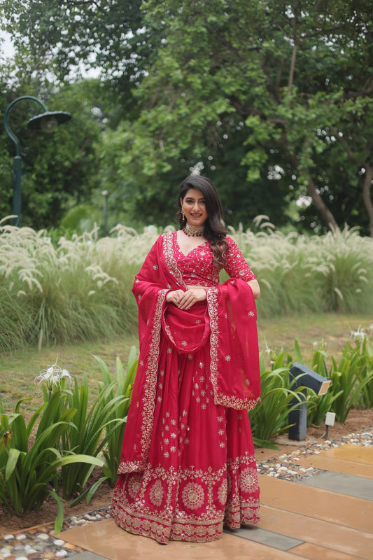 Divine Pink Sequins Embroidered Designer Lehenga Choli Set