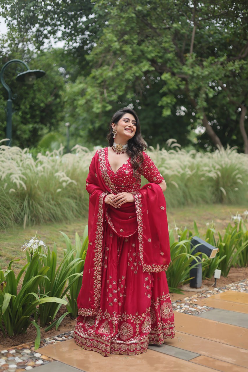Divine Pink Sequins Embroidered Designer Lehenga Choli Set