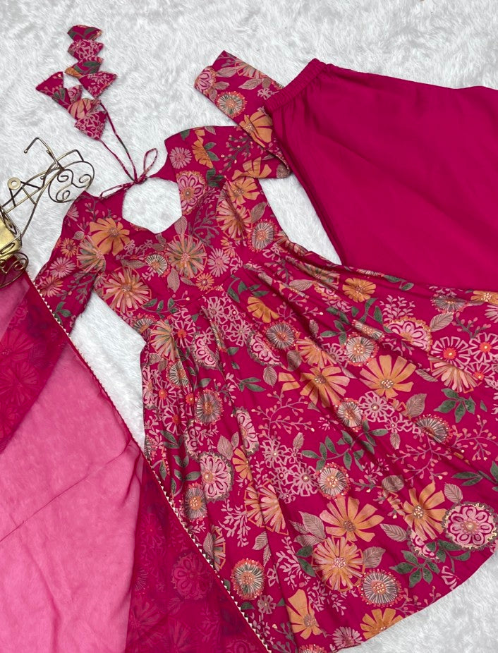 Exquisite Pure Soft Roman Silk Kediya Kurta Palazzo Set