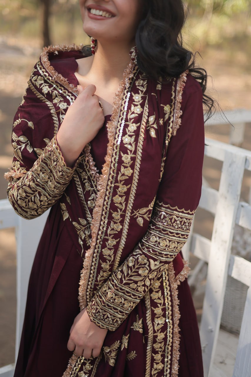 Radiant Rich Sequins Embroidered Designer Gown With Dupatta