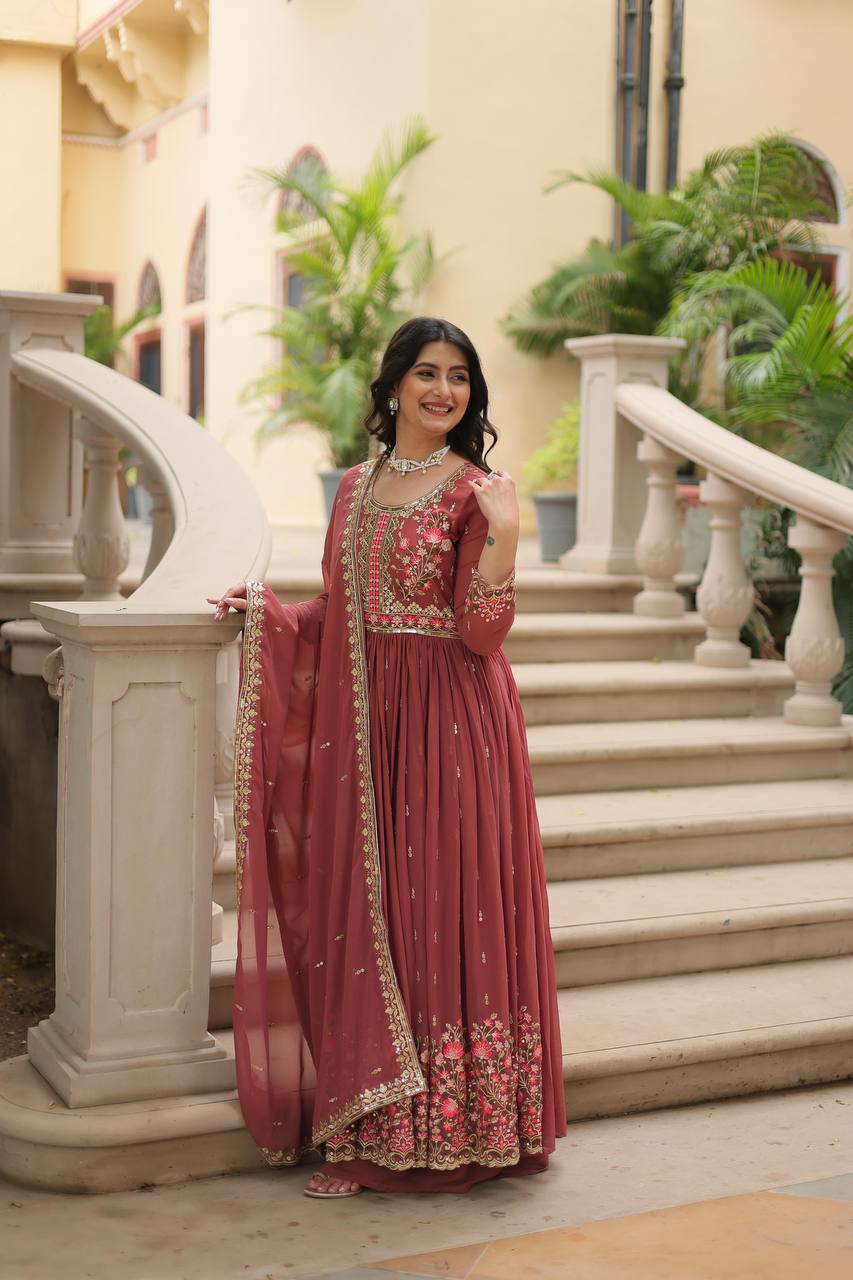 Breathtaking Faux Georgette Rich Sequins Embroidered Top Sharara Suit